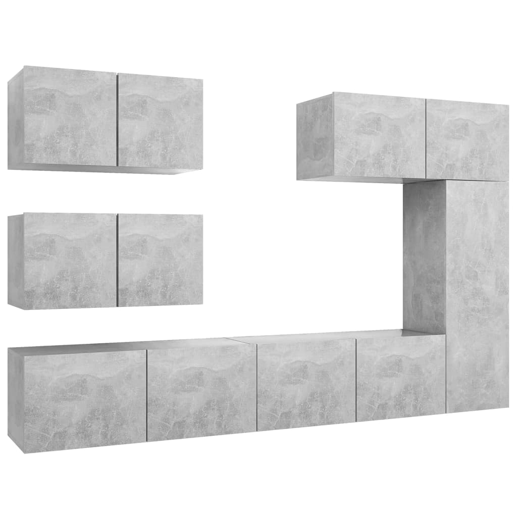 vidaXL 6 Piece TV Cabinet Set Concrete Grey Engineered Wood