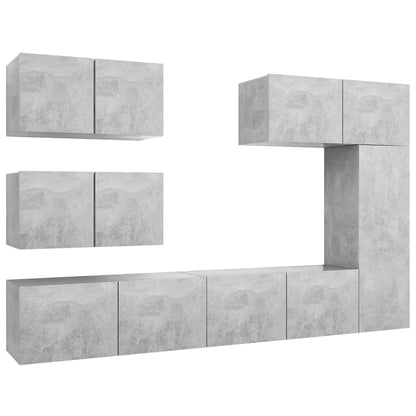 vidaXL 6 Piece TV Cabinet Set Concrete Grey Engineered Wood