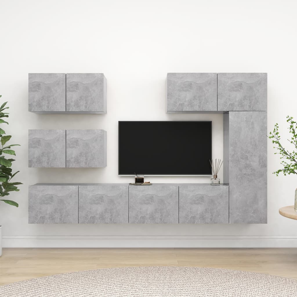 vidaXL 6 Piece TV Cabinet Set Concrete Grey Engineered Wood