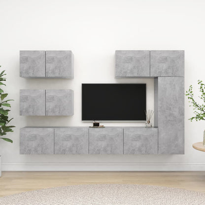 vidaXL 6 Piece TV Cabinet Set Concrete Grey Engineered Wood