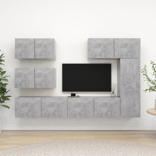 vidaXL 6 Piece TV Cabinet Set Concrete Grey Engineered Wood