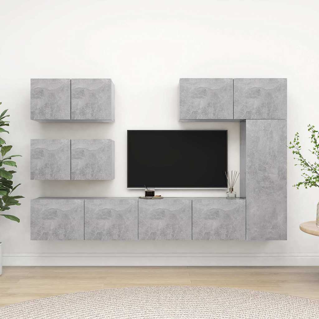 vidaXL 6 Piece TV Cabinet Set Concrete Grey Engineered Wood