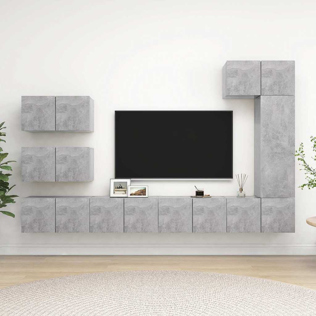 vidaXL 8 Piece TV Cabinet Set Concrete Grey Engineered Wood