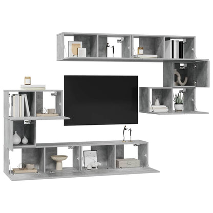 vidaXL 8 Piece TV Cabinet Set Concrete Grey Engineered Wood