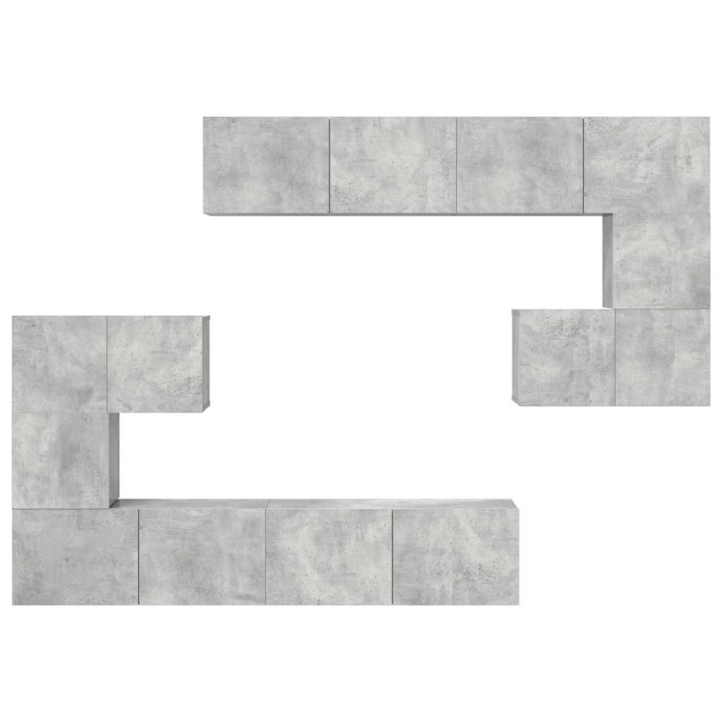 vidaXL 8 Piece TV Cabinet Set Concrete Grey Engineered Wood