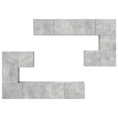 vidaXL 8 Piece TV Cabinet Set Concrete Grey Engineered Wood