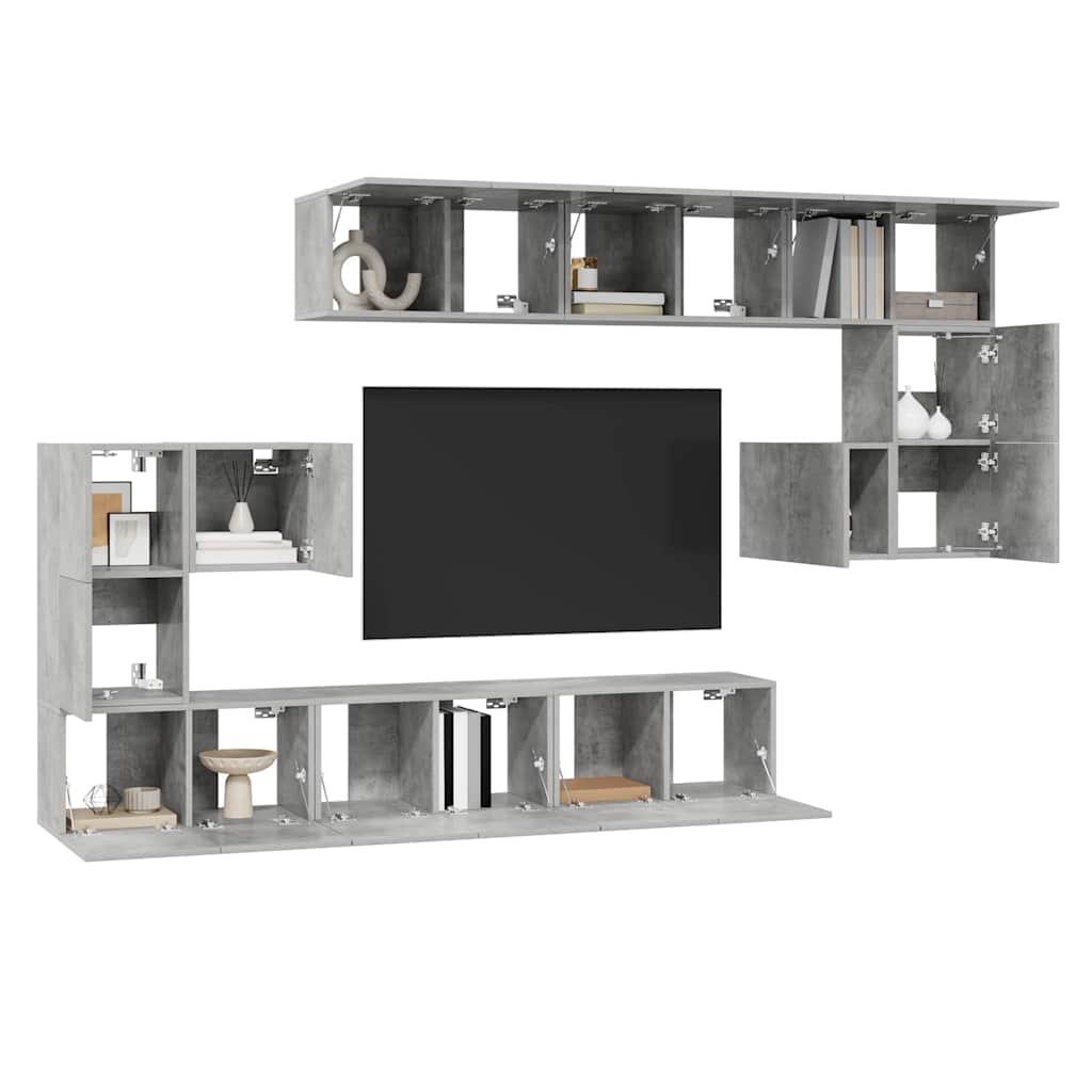 vidaXL 10 Piece TV Cabinet Set Concrete Grey Engineered Wood