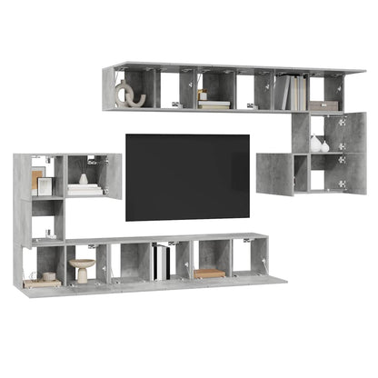 vidaXL 10 Piece TV Cabinet Set Concrete Grey Engineered Wood