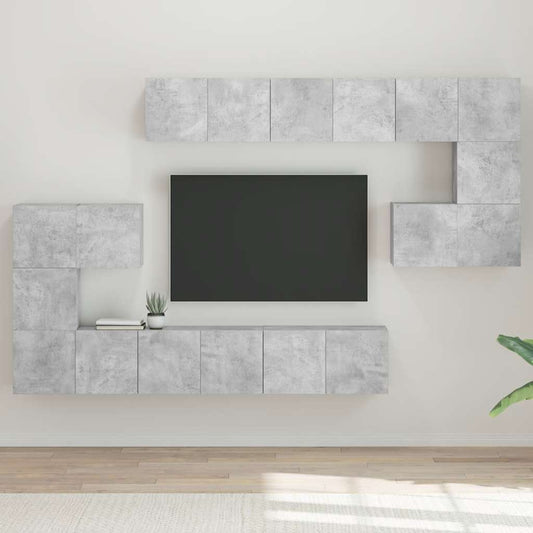 vidaXL 10 Piece TV Cabinet Set Concrete Grey Engineered Wood