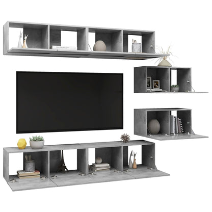 vidaXL 6 Piece TV Cabinet Set Concrete Grey Engineered Wood