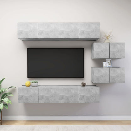 vidaXL 6 Piece TV Cabinet Set Concrete Grey Engineered Wood
