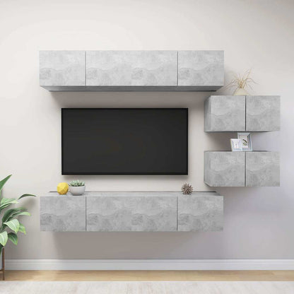 vidaXL 6 Piece TV Cabinet Set Concrete Grey Engineered Wood