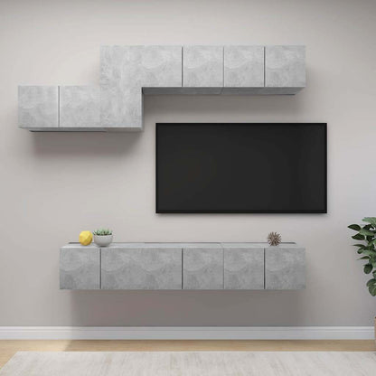 vidaXL 7 Piece TV Cabinet Set Concrete Grey Engineered Wood