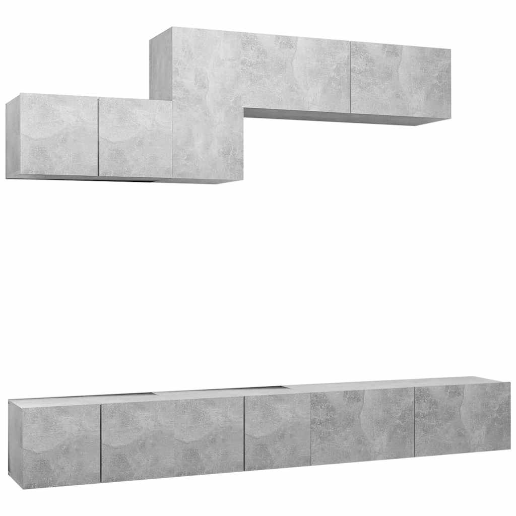 vidaXL 6 Piece TV Cabinet Set Concrete Grey Engineered Wood
