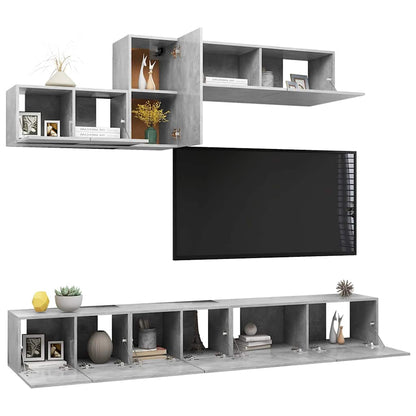 vidaXL 6 Piece TV Cabinet Set Concrete Grey Engineered Wood