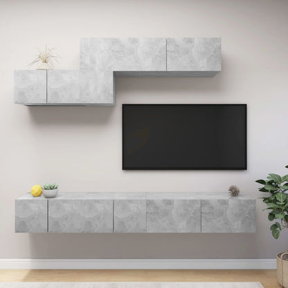 vidaXL 6 Piece TV Cabinet Set Concrete Grey Engineered Wood