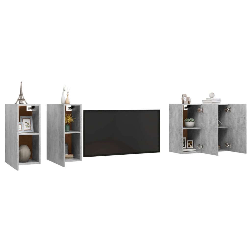 vidaXL TV Cabinets 4 pcs Concrete Grey 30.5x30x60 cm Engineered Wood
