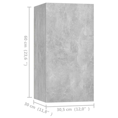 vidaXL 4 Piece TV Cabinet Set Concrete Grey 30,5x30x60 cm Engineered Wood