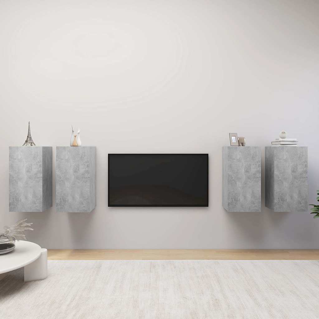 vidaXL 4 Piece TV Cabinet Set Concrete Grey 30,5x30x60 cm Engineered Wood
