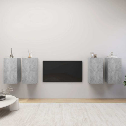 vidaXL 4 Piece TV Cabinet Set Concrete Grey 30,5x30x60 cm Engineered Wood