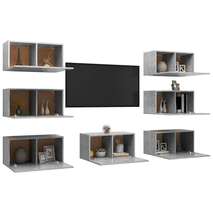 vidaXL 7 Piece TV Cabinet Set Concrete Grey 30,5x30x60 cm Engineered Wood