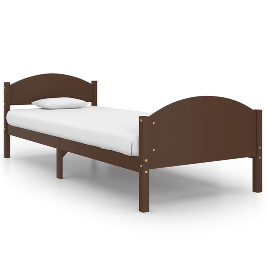 vidaXL Bed Frame | Dark Brown | Solid pine wood, plywood | Single |  Simplistic