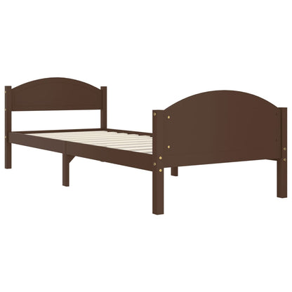 vidaXL Bed Frame | Dark Brown | Solid pine wood, plywood | Single |  Simplistic