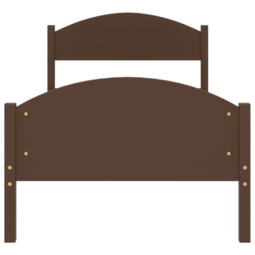 vidaXL Bed Frame | Dark Brown | Solid pine wood, plywood | Single |  Simplistic
