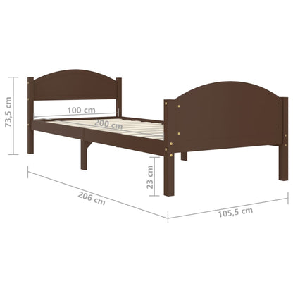 vidaXL Bed Frame | Dark Brown | Solid pine wood, plywood | Single |  Simplistic