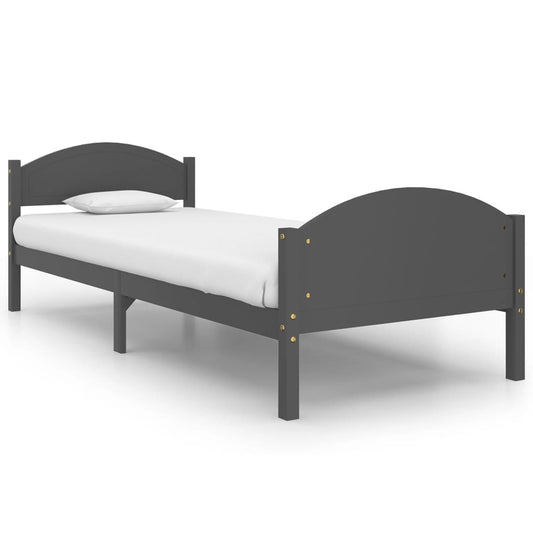 vidaXL Bed Frame without Mattress Dark Grey Solid Pine Wood 100x200cm