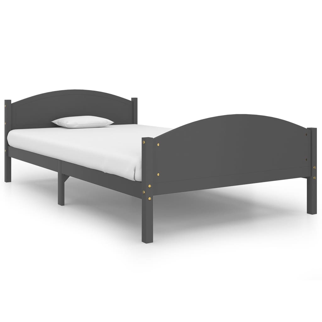 vidaXL Bed Frame | Dark grey | Solid pine wood, plywood | 120x200 cm