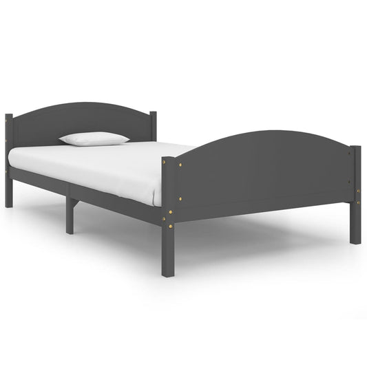 vidaXL Bed Frame | Dark grey | Solid pine wood, plywood | 120x200 cm