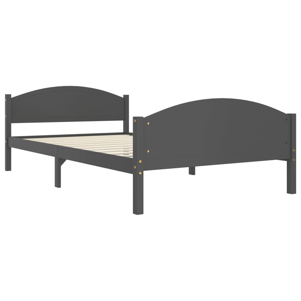 vidaXL Bed Frame | Dark grey | Solid pine wood, plywood | 120x200 cm