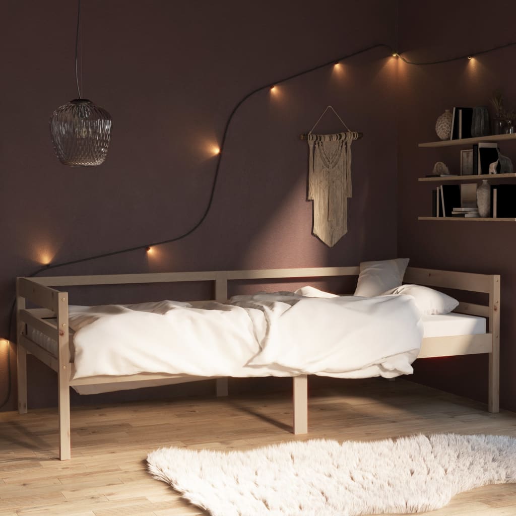 vidaXL Bed Frame | Natural Wood | Solid Pinewood | Single | Durable | Bed Frame