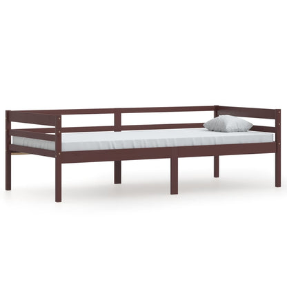 vidaXL Bed Frame without Mattress Dark Brown Solid Pinewood 90x200 cm