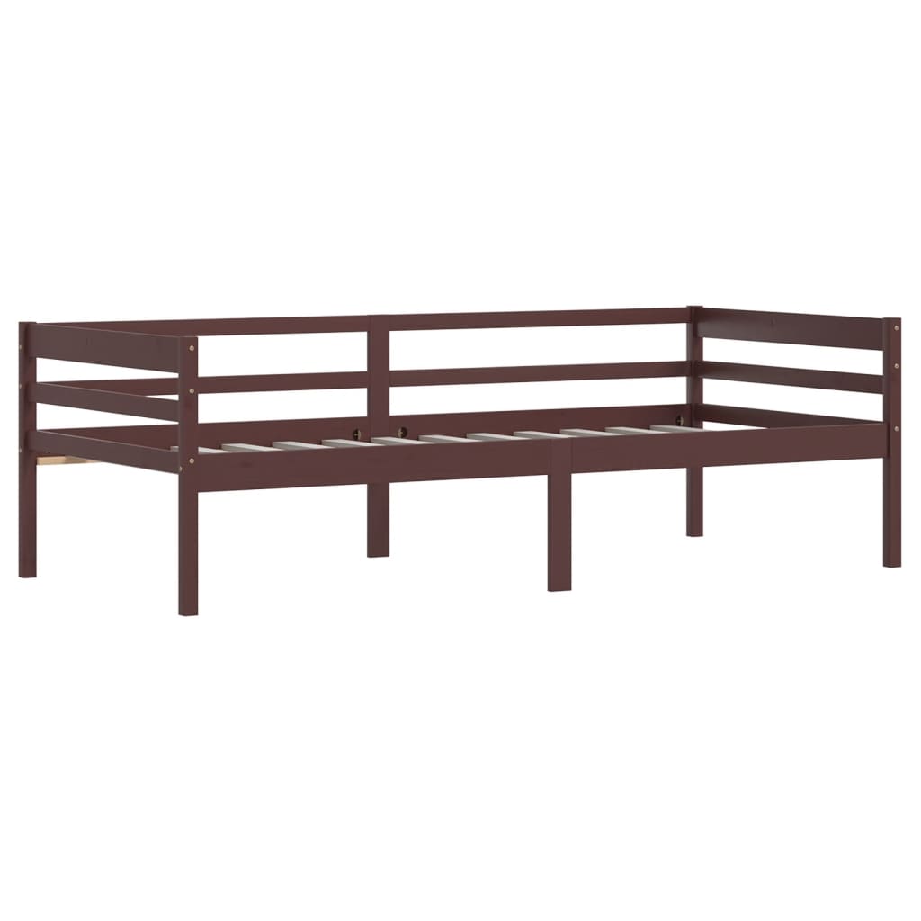 vidaXL Bed Frame without Mattress Dark Brown Solid Pinewood 90x200 cm
