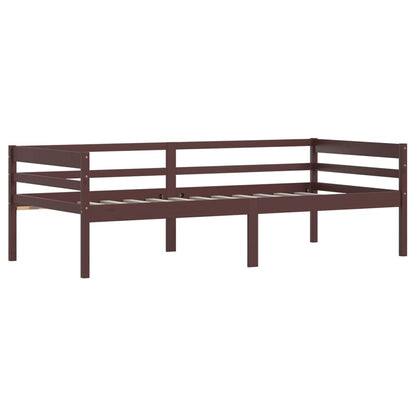 vidaXL Bed Frame without Mattress Dark Brown Solid Pinewood 90x200 cm