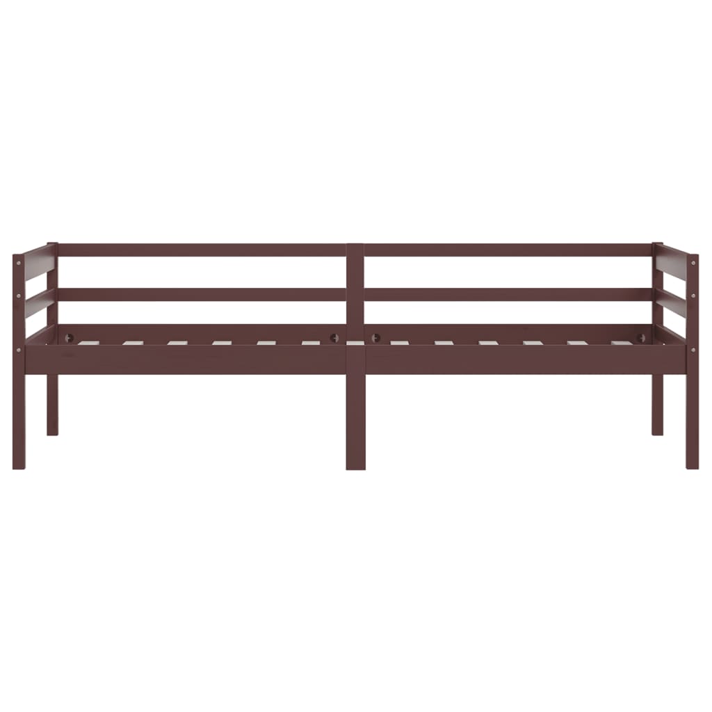 vidaXL Bed Frame without Mattress Dark Brown Solid Pinewood 90x200 cm