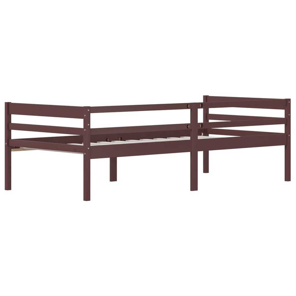 vidaXL Bed Frame without Mattress Dark Brown Solid Pinewood 90x200 cm