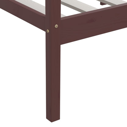 vidaXL Bed Frame without Mattress Dark Brown Solid Pinewood 90x200 cm