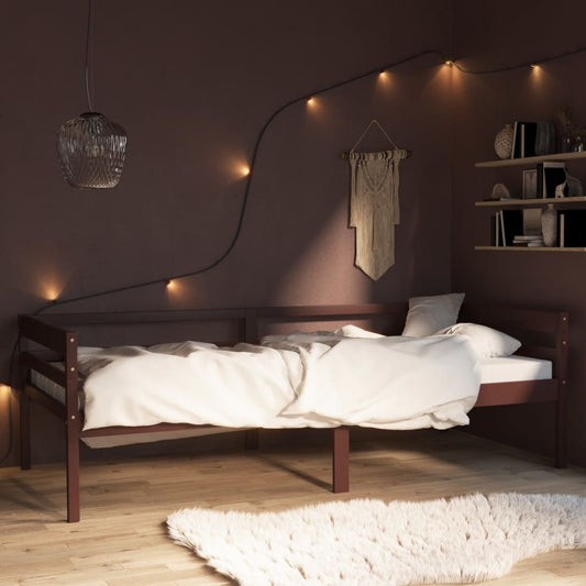 vidaXL Bed Frame | Dark brown | Solid Pine wood | Single | Durable | Bed Frame