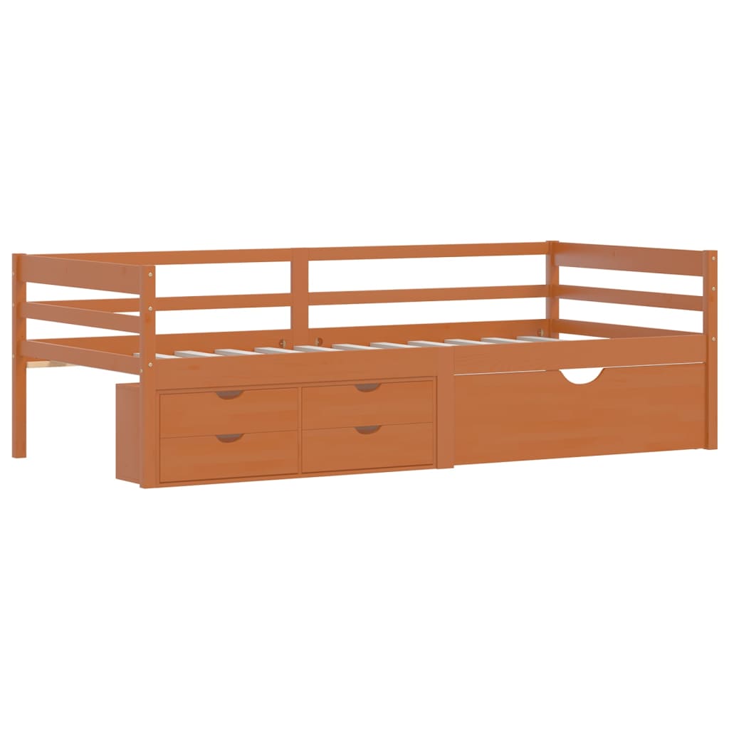 vidaXL Bed Frame | Honey brown | Solid pine wood | Single | Bed Frame