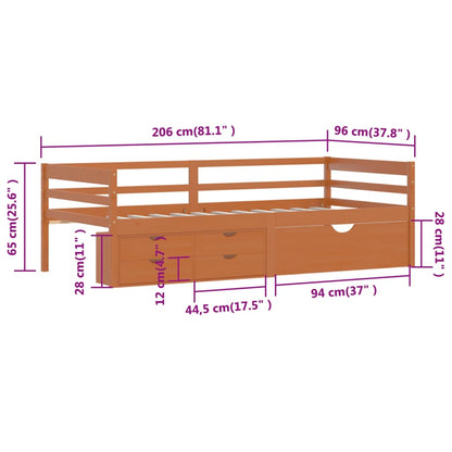 vidaXL Bed Frame | Honey brown | Solid pine wood | Single | Bed Frame