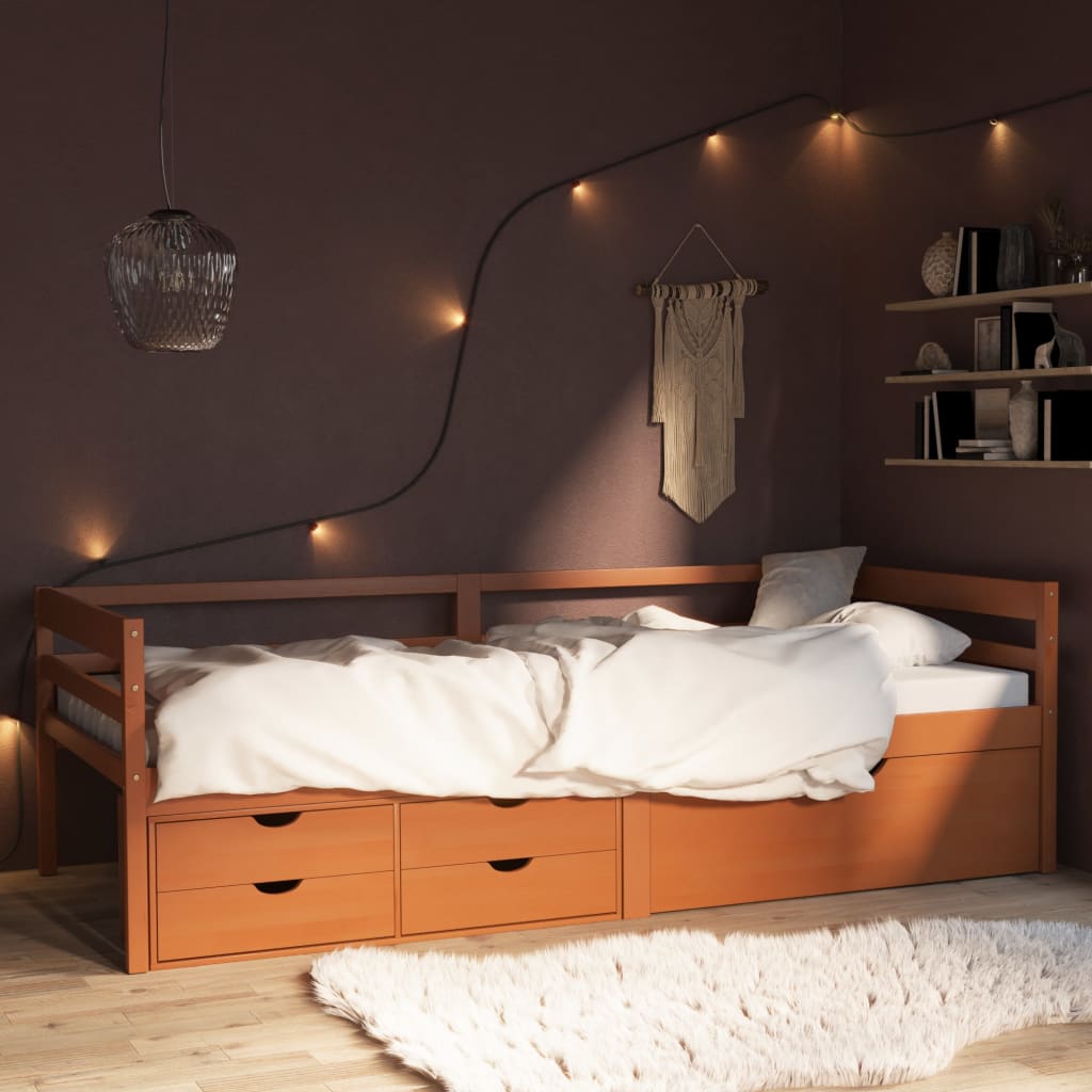 vidaXL Bed Frame | Honey brown | Solid pine wood | Single | Bed Frame