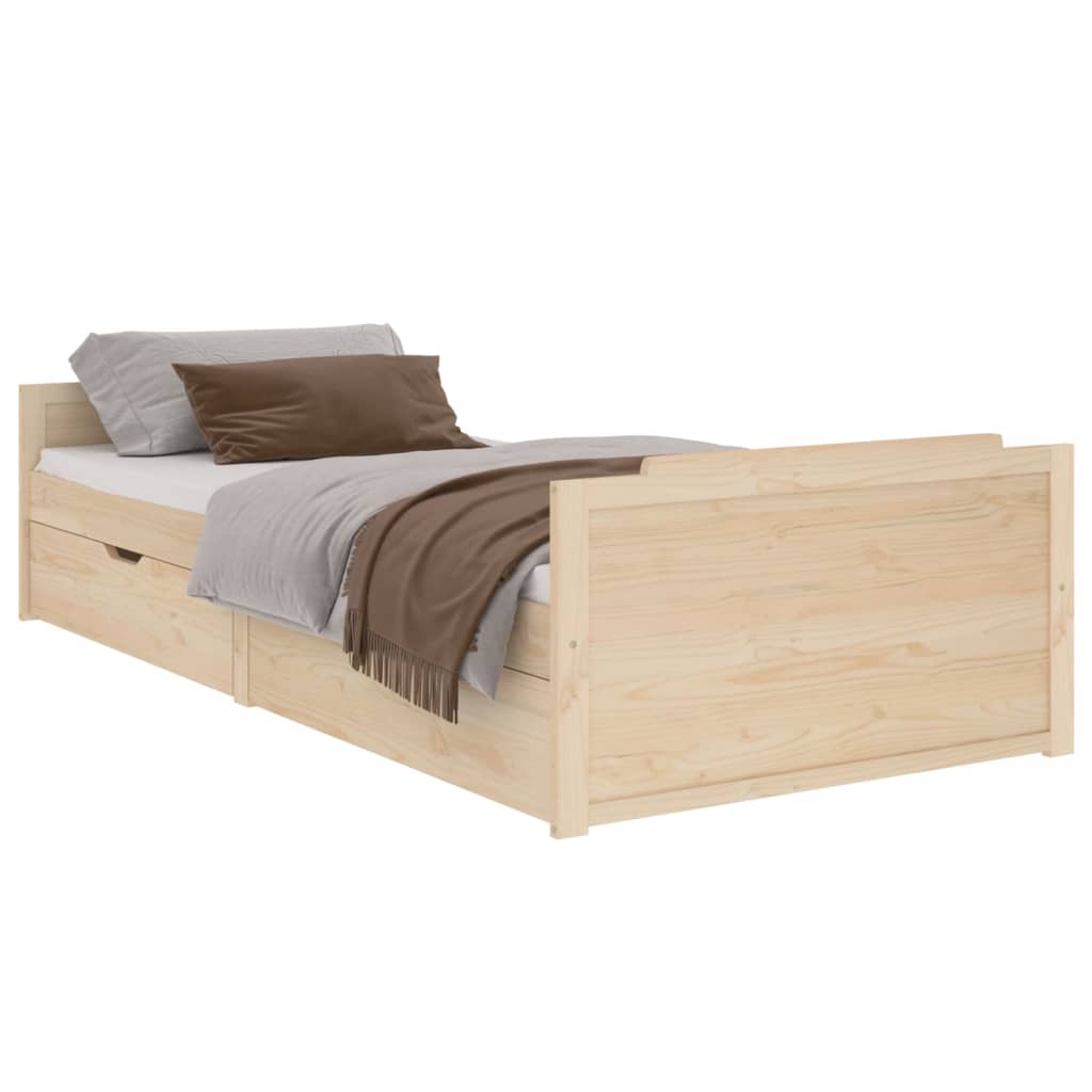vidaXL Bed Frame | Natural Pine | Solid Pine Wood | Single | Bed Frame
