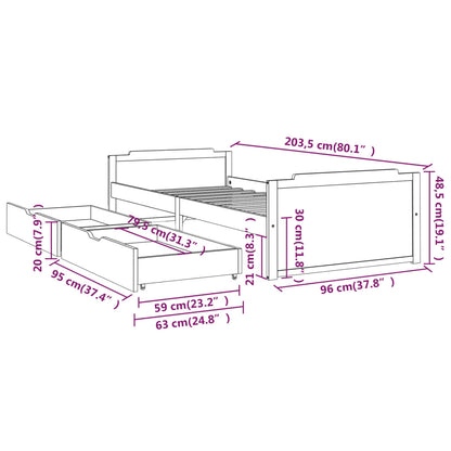 vidaXL Bed Frame | Natural Pine | Solid Pine Wood | Single | Bed Frame