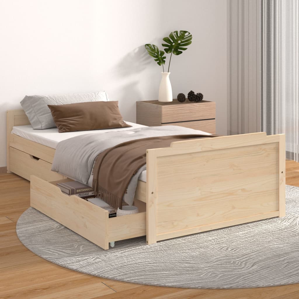 vidaXL Bed Frame | Natural Pine | Solid Pine Wood | Single | Bed Frame
