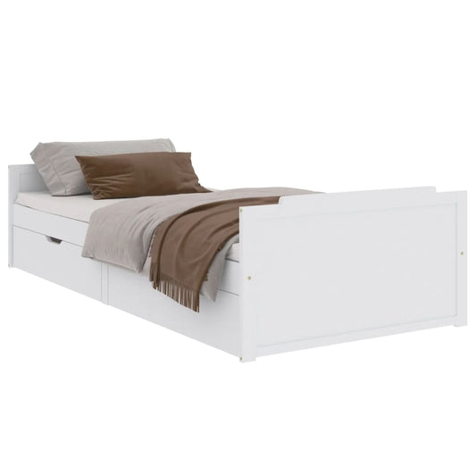 vidaXL Bed Frame | White | Solid pine wood | Single | Minimalist