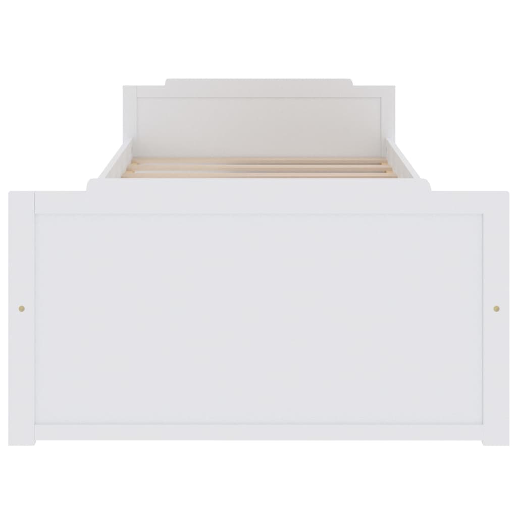 vidaXL Bed Frame | White | Solid pine wood | Single | Minimalist