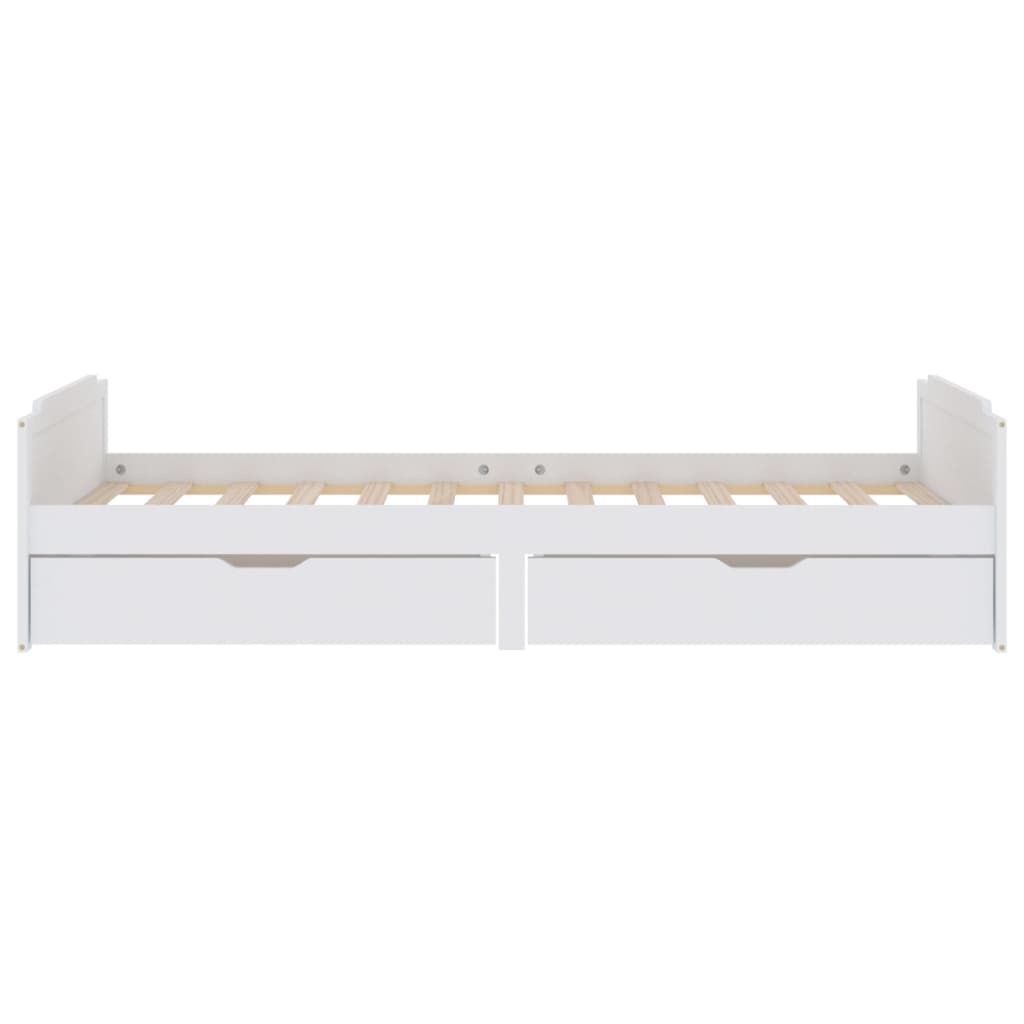 vidaXL Bed Frame | White | Solid pine wood | Single | Minimalist